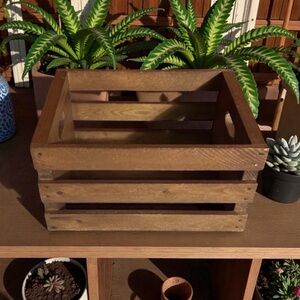 Wood 100% Slatted Box With Handles. Finished. 11.5x6.25 Planting Storage Display